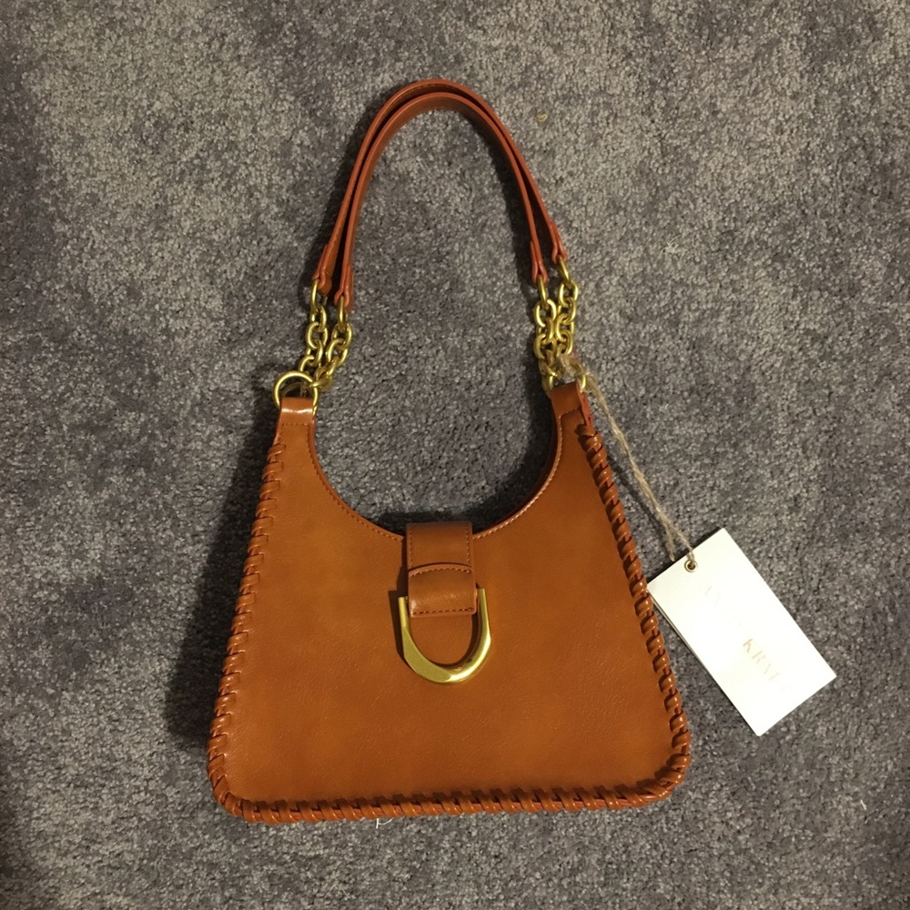Boho Whipstitch Brown Leather Shoulder Bag